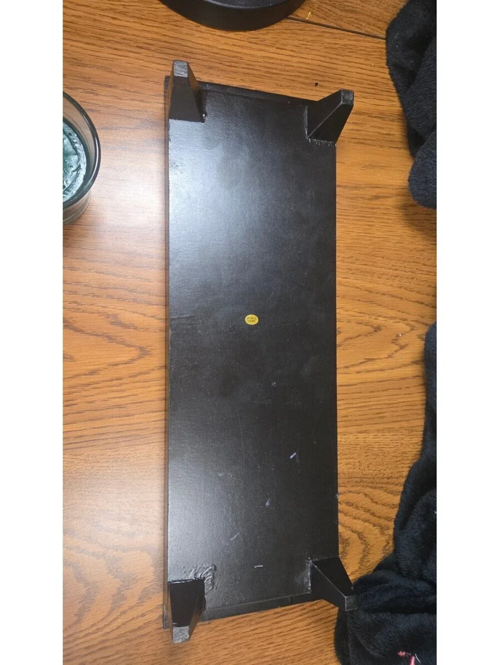 Black Wooden Tray with Mirror Center